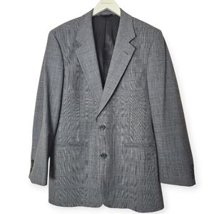 Brooks Brothers Brooksease Gray Plaid Wool Blend Suit Jacket Size 40R